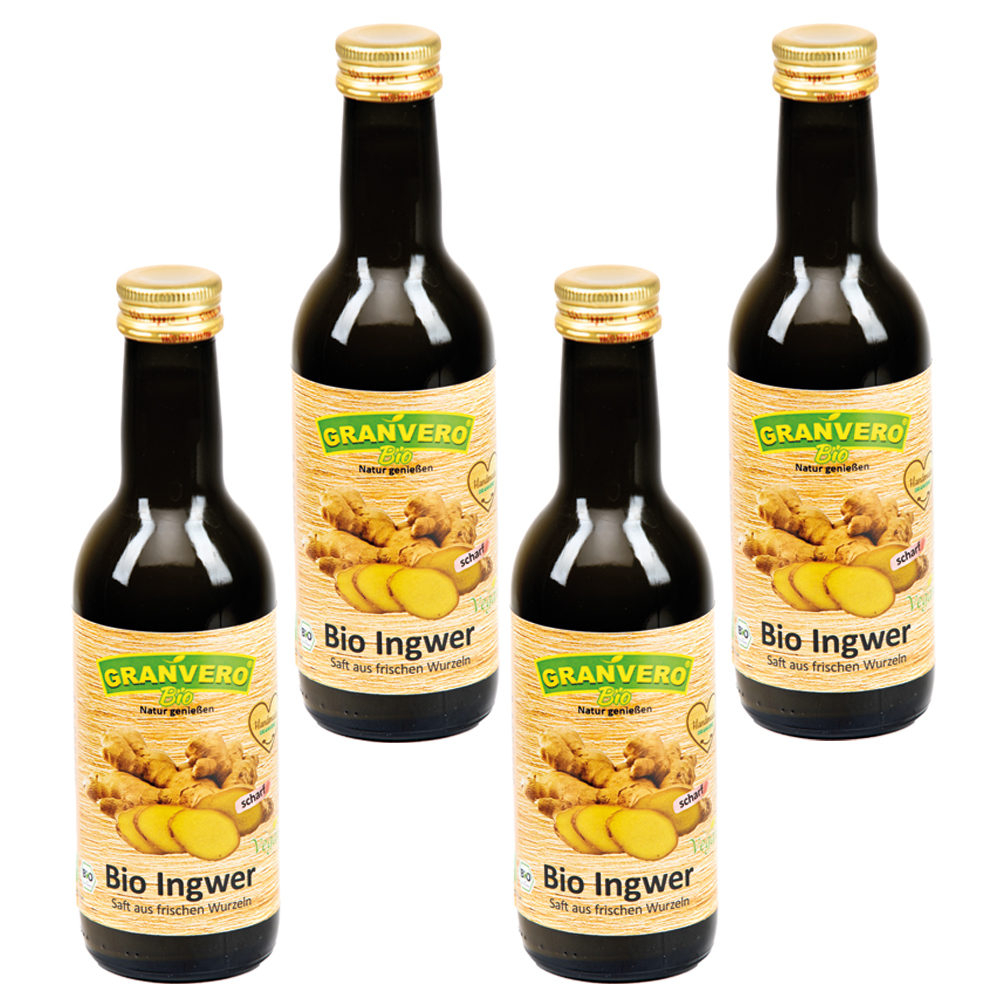 Bild 1 von Granvero® Bio Ingwer, Neu, der scharfe!!! 99% Bio Direktsaft, 4 X 250 ml